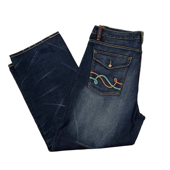 COOGI Other - Coogi Jeans 40 X 34 Rainbow Colors Embroidery Dark Wash Denim